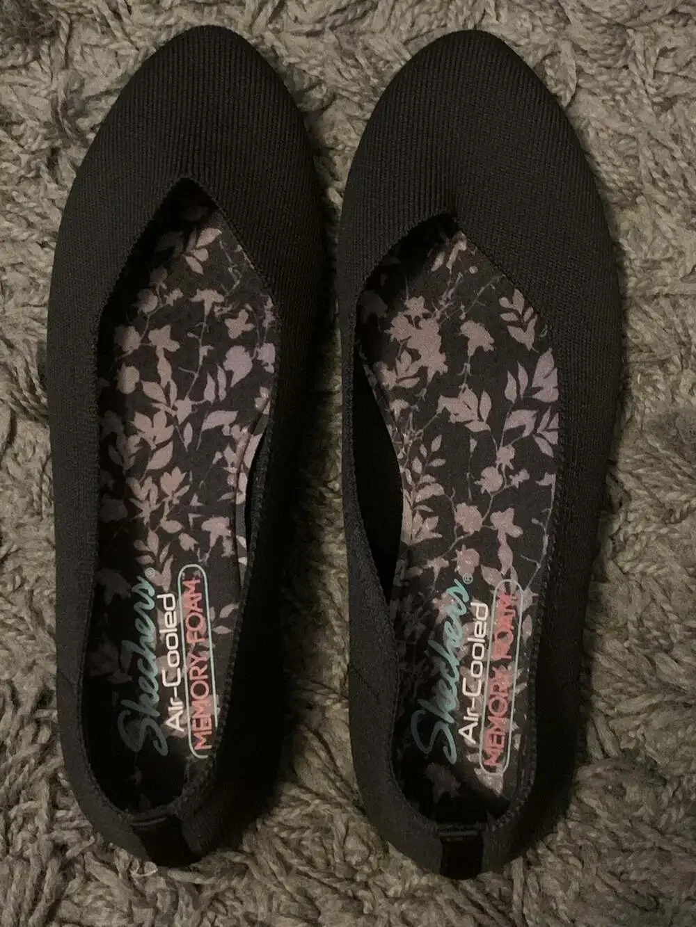 Womens Black Skechers Air-Cooled Memory Foam Ballet Flats Size 8